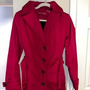 Red Calvin Klein Trench Coat
